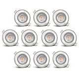 B.K.Licht LED Einbauleuchten schwenkbar ultra flach Ø68 mm Lochbohrung inkl. 10 x LED-Modul 5W 450lm 3000K warmweiß Einbaustrahler Matt Nickel IP23