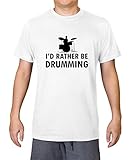 T-Shirt mit Aufschrift 'I'd Rather Be Drumming', 100 % Bio-Baumwolle Gr. XXL, weiß