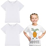 2 Stücke Sublimation Leer Weiß T-Shirt Kinder Rundhals Kurz Arm Polyester T-Shirt für Kinder (S)