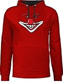 Shirtracer Halloween Kostüm Outfit - Clown Gesicht - L - Rot/Schwarz - Statement - JH003 - Hoodie zweifarbig und Kapuzenpullover für Herren und D