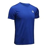 MEETWEE Sportshirt Herren, Laufshirt Kurzarm Mesh Funktionsshirt Atmungsaktiv Kurzarmshirt Sports Shirt Trainingsshirt für Männer, Blau, XL