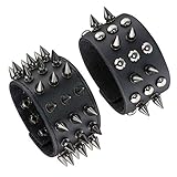 Manfnee Spike Rivet Nieten Armband Leder Punk Gothic Biker Breite Manschette Gürtel Armb