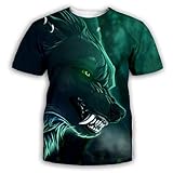 Hand Gezeichnete Tier Avatar Weiße Zähne Herren T-Shirt Sommer Lässig Kurzarm 3D Digitaldruck Top-L