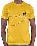 HARIZ Herren T-Shirt Steinbock Fels Berg Alpen Wandern Klettern Plus Geschenkkarten Gold Gelb M