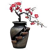 zimmerbrunnen groß,Wasserfall Tischbrunnen Dekoration Water Fountain Mit Rolling Ball Pflanzen Wasserrad Für Geschenk zimmerdek
