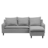 Beliani Trendy Ecksofa mit bewegbarer Ottomane Polsterbezug Hellgrau E