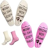 2 Paar Lustige Socken , Baumwollsocken, Wenn Du das Lesen Kannst Bring mir Tee, Kaffee, Schokolade und weitere lustige Elemente Socken,Das beste Geschenk für Freund, Freundin, Klassenkamerad, E