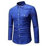 MENHG Herren Hemden Langarm Brusttasche T-Shirt Cardigan Bluse Tunika Tops Männer Revers Einfarbig Mit Knöpfen Sweatshirt Formelles Geschäft Lässig Klassische Jacke Outwear Coats Pullover M