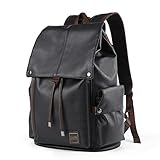 KTNG Reisen 15-Zoll-Leder-Rucksack mit Leder, Travel Business Gelegenheitsgeschäfte Tagespackungen, 15,6-Zoll-Laptop-Rucksack, 20lbookbag (Color : Black, Größe : 18x30x44cm)