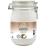 Guru Kokosöl nativ und naturrein -Bio Qualität- 1. Kaltpressung - Rohkost - Vegan - Bio-Kokosfett (Bügelglas, 1000ml)