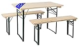 Stagecaptain BBEU-110 Hirschgarten Bierzeltgarnitur für Balkon - Kurze Version mit 110 cm Länge - 1x Tisch, 2 x Bank - extra stabiles Holz - klappbar - Made in EU - N