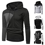 ZZENOR Hoodie Herren Kapuzenpullover Irregulär Farbblock Sportjacke Pullover Lässig Sweatshirt Langarm Kordelzug Sweatjcke für Männer Hoody Tops Frühling Herbst Freizeit Sweater mit Käng