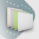 Plissee ohne Bohren klemmfix Jalousie Sonnenschutz Easyfix Faltrollo Crushed Optik Lichtdurchlässig Rollo für Fenster & Tür Weiß 80x200cm(BXH)