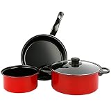 Antihaftbeschichtete Töpfe und Pfannen Set, umweltfreundlich, Kochgeschirr-Sets Töpfe und Pfannen 3-teilig, Induktions-Kochset mit Deckeln, Milchpfanne, Bratpfanne, Suppentopf (schwarz)