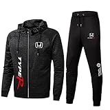 alaxdsd Herren Sportswear Anzug Ho.n-da.s Type-R Logo Kapuzenjacke und Sporthose, Outdoor Casual Zip Jogginganzug Cardigan Trainingsanzug Ausrüstung/Black/L