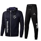 alaxdsd Herren Sportswear Anzug Mercedes-Benz Logo Kapuzenjacke und Sporthose, Outdoor Casual Zip Jogginganzug Cardigan Trainingsanzug Freizeit/B/XL