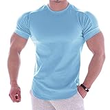 Celucke Laufshirts Herren Sport Funktionsshirt Trainingsshirt Performance T-Shirt Kompressionsshirt, Kurzarm Rundhals Atmungsaktiv Compression Fest Sitzend Schnelltrocknend C