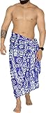 LA LEELA Herren Sarong Wickeln Coverup des Beachwear Bade Badeanzug Tropenanzug Schwimmen Blau_O711 Länge: 72' Breite: 42'