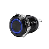 Für Taster 12Mm - Auto 12Mm Led Licht Momentary Push Button Switch Toggle Schwarz Fall 2A(Blau)