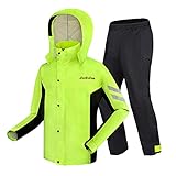 Regenanzug Herren Damen Wasserdichteranzug Regenjacke Licht Atmungsaktiv Reflektierende Fahrrad Arbeits Jacke Mit Doppeltem Wasserdichtem Hut,Grün,M