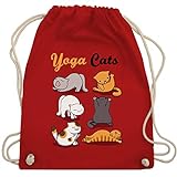 Shirtracer Sprüche Statement mit Spruch - Yoga Cats - Unisize - Rot - turnbeutel yoga - WM110 - Turnbeutel und Stoffbeutel aus Baumw