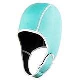 QOTSTEOS Badekappe, Thermo-Schwimmkappe, verstellbarer Neopren-Kopf, warm, mit Kinnriemen, Himmelb