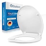 BADORO® WC Sitz Toilettendeckel mit Absenkautomatik – Antibakterielle und abnehmbare Klobrille mit Edelstahlbefestigung – WC Deckel in Oval Form aus hygienischem Duroplast – Für jede Toilette geeig