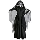 eiuEQIU Damen Geist Braut Kostüm Cosplay Vampir Maxikleid Halloween Hexen Verkleidung Fasching Karneval Horror Zombiebraut Kostüm Schwarz Geisterbraut Gruselig Dämonen Kostüm für Erw