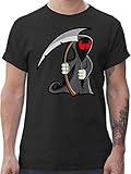 Halloween Kostüm Outfit - Sensenmann - 3XL - Schwarz - Herren Tshirt sensenmann - L190 - Tshirt Herren und Männer T-S