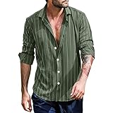 Beokeuioe Sommer Hemden Für Herren Leinen Langarm Henley Shirt Gestreift Classic Urlaub Freizeithemd Mit Knöpfe Sommerhemd Modern Baumwolle Hemden Herrenhemden Hawaii H