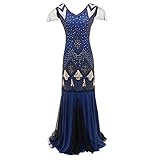 GFGHH 1920s Kleid Damen Flapper Kleid 20er Jahre Paillettenkleider Great Gatsby Cocktail Party Damen Fasching Kostüm Kleid Charleston Kleid Pailletten Quasten Saum Cocktail Abschlussb