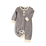 Neugeborenes Baby Jungen Mädchen Strick Strampler Overall Solide Langarm Bodysuit Overall Einteilige Herbst Outfits Kleidung Grau 90 12-18 M