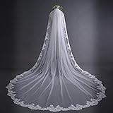 Olydmsky Schleier Braut,Simple 118 Zoll Brautschleier Hochzeitskleid Zubehör Lange Schleppseil Tail Gürtel haarg