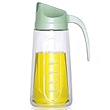 Nirmon L Spender Flasche für die KüChe,Automatische Flip Deckel Speise L Spender Flasche,Tropffreier Ausguss,25 OZ Glas L F