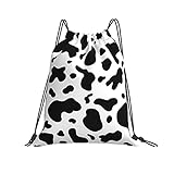 Rucksack mit Kordelzug, Kordelzug, Sporttasche, für Einkaufen, Yoga, Schwimmen, Reisen, Kuhmuster, Einheitsgröß