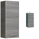 Pelipal Wandschrank, Graphit Struktur quer Nachbildung, 20x30x70 cm & Unterschrank, Graphit Struktur quer Nachbildung, 33x30x72