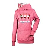 ZFQQ Herbst- und Winterfrauen-Weihnachten mehrfarbiger Druck einreihiger einreihiger Langarmpullover mit Kap