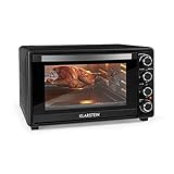 Klarstein Masterchef Minibackofen, Mini Backofen Temperatur: 100-230 °C, Ofen mit Drehspieß, Umluft-Funktion, Timer, Doppelglastür, Ober- und Unterhitze, , Edelstahl, 60 L, 2000 W, schw