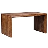 FineBuy Schreibtisch Massiv-Holz Sheesham 160 cm Computertisch Echtholz Design Ablage Büro-Tisch Landhaus-Stil Natur-Produkt Büro-Möbel dunkel-braun Modern Büroeinrichtung rechteckig 76