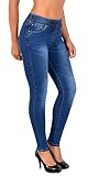 ESRA Damen Jeans Hose Skinny und Slim Fit Jeanshose mit Gummibund SkinnyJeans bis Grosse Grössen J291