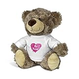 printplanet - Kuscheltier Teddybär mit Namen oder Text personalisiert - Motiv: Painted Heart - Stofftier, Plüschtier,