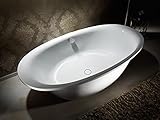 Kaldewei Badewanne Ellipso Duo Oval Freistehend Modell 232-7 190 x 100 x 44 cm, bestehend aus beschichtetem Spezial PUR, inkl. flexiblem Ablaufschlauch und Sonderfußgestell, alpinweiß