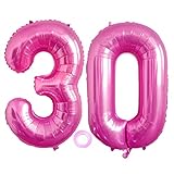 Luftballons Zahl 30, Riesen Folienballon Nummer 30 Pink Damen,Luftballons 30. Geburtstagdeko, 40 Zoll Helium Ballons Aufblasbar Zahl 30 pink für Geburtstag, Hochzeit, Jubiläum XXL 30