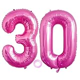 Luftballons Zahl 30, Riesen Folienballon Nummer 30 Pink Damen,Luftballons 30. Geburtstagdeko, 40 Zoll Helium Ballons Aufblasbar Zahl 30 pink für Geburtstag, Hochzeit, Jubiläum XXL 30