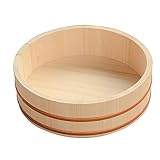 12 Größen Hölzern Hangiri Sushi Oke Reis Rührschüssel Wanne Reis Machen Pfanne Mit Kupferstreifen Für Sushi Restaurant (Weißes Kiefernholz),39x9
