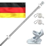 HORSE SECRET Fahnenmast aus Aluminium mit 150cm Fahnenmasthalter aus Edelstahl, Edelstahl Fahnenstange kit mit Drehbaren Ringen, inkl 150 * 90cm D