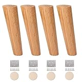 4Er Set Massivholz MöBelfüßE, SchräG Konisch MöBelbeine, Ideal FüR Die Mid-Century Modern,FüR Sofa,Tv,Schrank,Schrank,Kaffeetisch(15cm(6in))