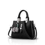 NICOLE & DORIS 2021 Neue Frauen tasche Damen Leder Handtasche Mode Umhängetasche Mit Pompon abnehmbarem Schultergurt handtasche Schw