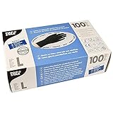 PAPSTAR Handschuh, unsteril, Naturlatex, puderfrei, Größe: L, schwarz (100 Stück), Sie erhalten 1 Packung á 100 Stück