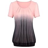 NPRADLA 2019 Damen beiläufige Steigung gedruckt Plissee Plus Größe Stammes T Shirt Tops Bluse(Rosa-1,XXL)